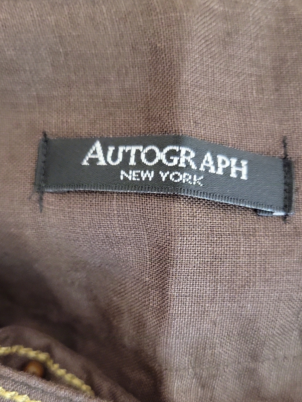 Autograph Brown Wrap Wide Leg Linen Pant  Embroidered Waist Sz 6. Boho Office - Picture 4 of 5